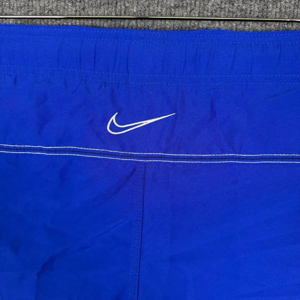 Nike Men Swim Trunks Board Shorts Size 2XL Blue Black Lined Cargo Pocket (40x6)